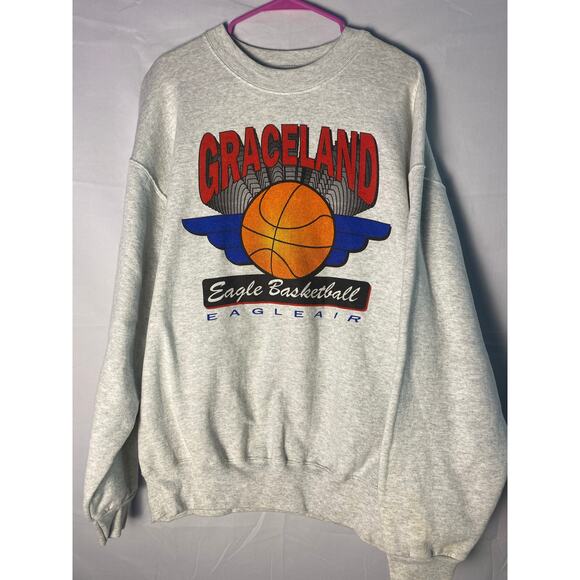 Fruit of the Loom Graceland Eagle Basketball Eagle Air Gray Crewneck Sweater XL - Picture 1 of 2